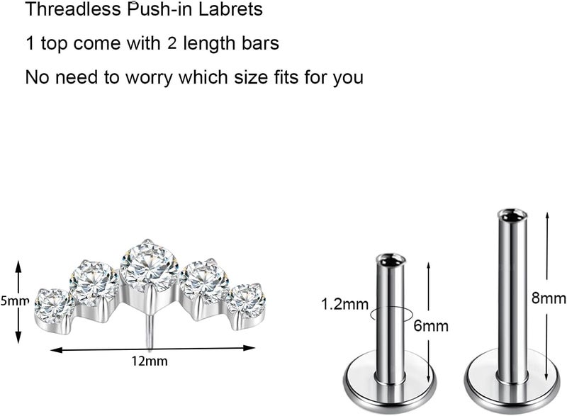 TOMIDES G23 Titanium Flat Back Earrings Studs 18g 16g F136 Implant Grade Titanium Labrets Press Fit Threadless Push In Dainty Cartilage Helix Conch Lobe Lip Tragus Piercing Jewelry - Image 2